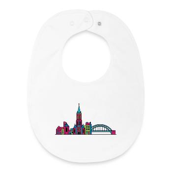 Nijmegen City Skyline Waal Bridge Line Art - Baby Organic Bib - white - Front