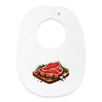 Illustration de steak juteux - Bavoir bébé bio - blanc - Devant