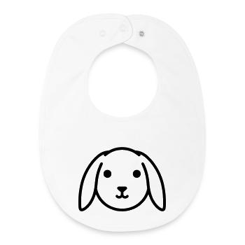 Cute floppy ear bunny rabbit head - Baby Organic Bib - white - Front
