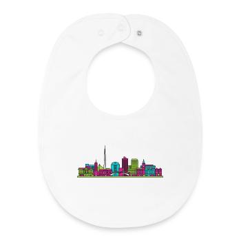 Dublin City Skyline Ha'penny Bridge Line Art - Baby Organic Bib - white - Front