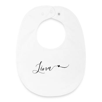 Lina Name Vorname Dekorativ - Baby Organic Lätzchen - Weiß - Vorne