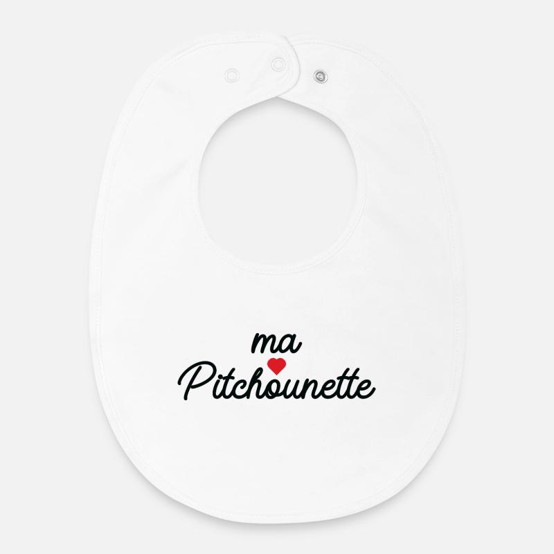 Ma Pitchounette Cœur Doux Script - Bavoir bébé bio - blanc