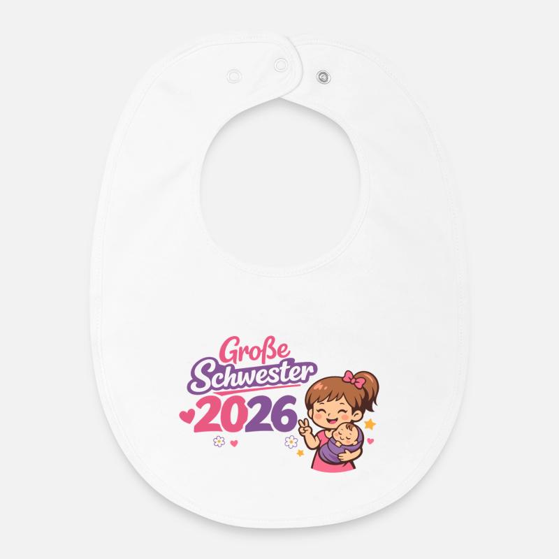 Grande Sœur 2026 Fin de l’enfant unique - Bavoir bébé bio - blanc