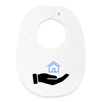 Hand hält Haus Immobilie - Baby Organic Lätzchen - Weiß - Vorne