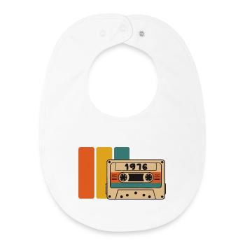 Retro 1976 Cassette in Colored Blocks - Baby Organic Bib - white - Front