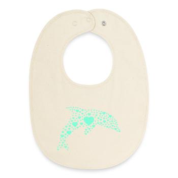 Dolphin Heart Pattern - Baby Organic Bib - soft Ecru - Front