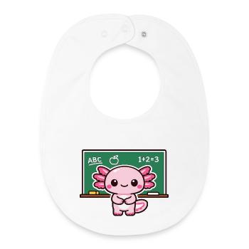 Kawaii Schuldrache mit Kreide axolotl - Baby Organic Lätzchen - Weiß - Vorne