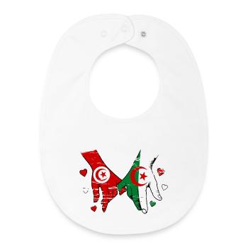 Tunisia Algeria Flag Holding Hands - Baby Organic Bib - white - Front