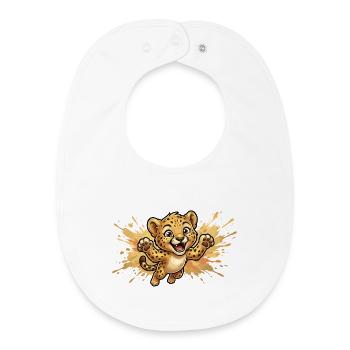 Springender Leopardenjunge - Baby Organic Lätzchen - Weiß - Vorne