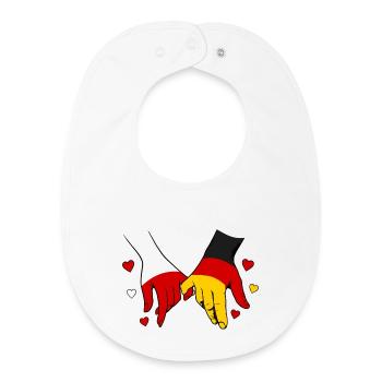 Polen_Deutschland_Flagge_Händehalten - Baby Organic Bib - white - Front