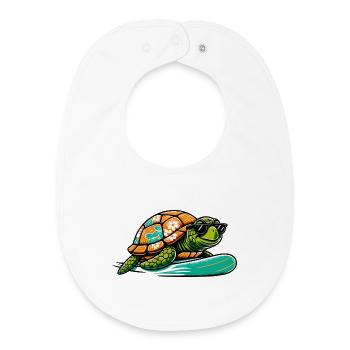 Hawaiianische Schildkröte Surfbrett - Baby Organic Lätzchen - Weiß - Vorne