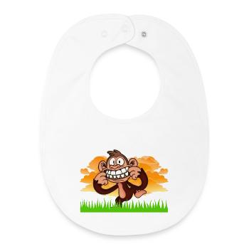 Funny Grinning Monkey Retro Cartoon Jungle Art - Baby Organic Lätzchen - Weiß - Vorne