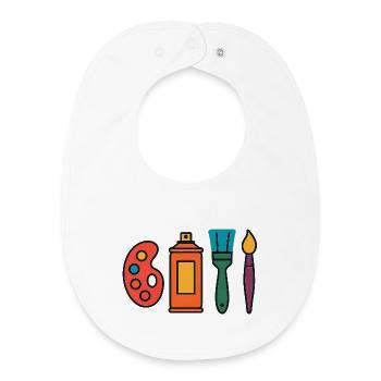 Palette de peinture artistique Pinceaux pulvérisateurs - Bavoir bébé bio - blanc - Devant