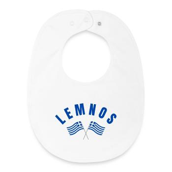 Lemnos Drapeaux Grecs Traversés - Bavoir bébé bio - blanc - Devant