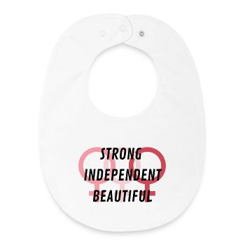 Strong Independent Beautiful - Baby Organic Bib - white - Front