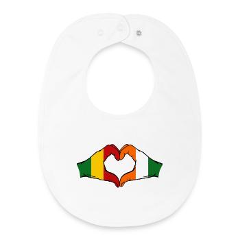 Mali Ivory Coast Flag Hands Heart Shape - Baby Organic Bib - white - Front