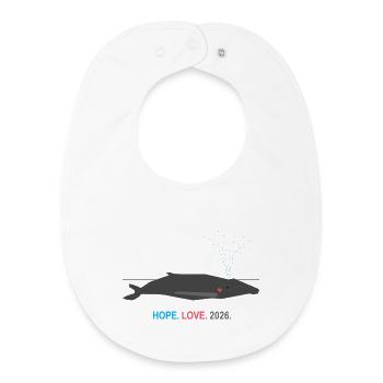 Minimalist Whale HOPE LOVE 2026 | Wal Herz Design - Baby Organic Bib - white - Front