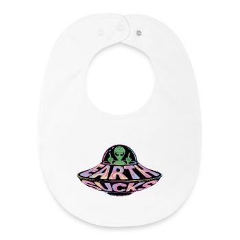 Neon UFO Earth Sucks Alien, Erde - Baby Organic Bib - white - Front