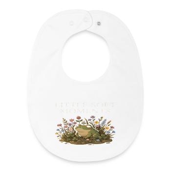 Little Soft Moments: Frog Among Flowers Farm - Baby Organic Bib - white - Front
