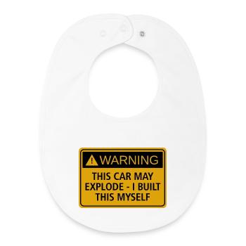 JDM sticker - this car may explode - Baby Organic Bib - white - Front