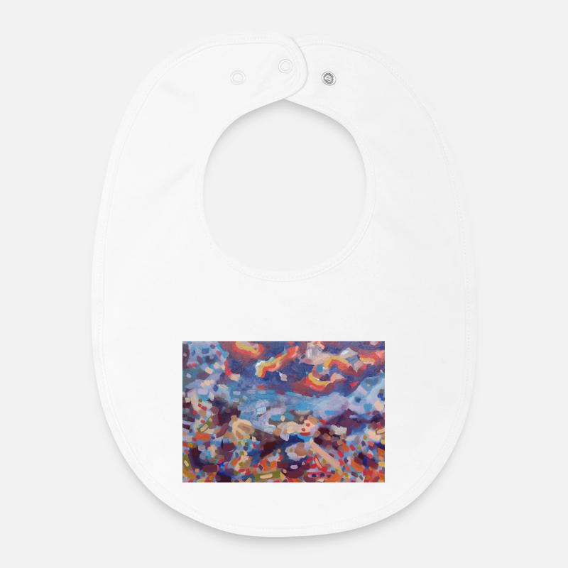 Abstraction colorée en mosaïque - Bavoir bébé bio - blanc
