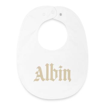 Abhin in Gothic Script - Baby Organic Lätzchen - Weiß - Vorne