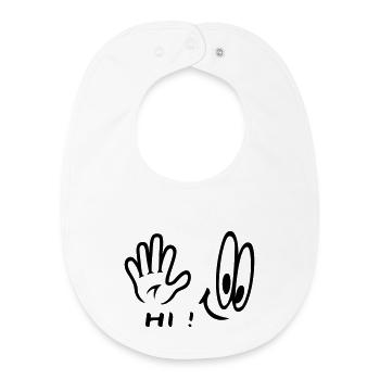 Handzeichen, Hi , Comic - Baby Organic Lätzchen - Weiß - Vorne