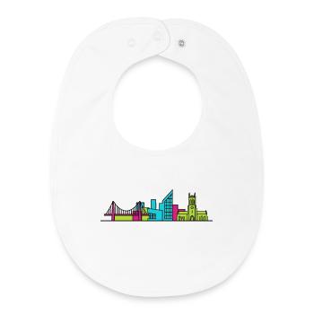 Hull City Skyline The Deep Aquarium Line Art - Baby Organic Bib - white - Front