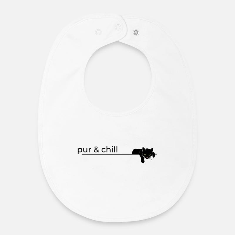 Pur & Chill Chat drôle disant chat noir - Bavoir bébé bio - blanc