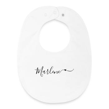 Marlene Name Vorname Dekorativ - Baby Organic Lätzchen - Weiß - Vorne