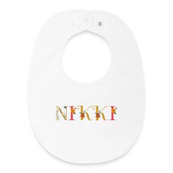NIKKI name decorated with flowers - Baby Organic Bib - white - Front