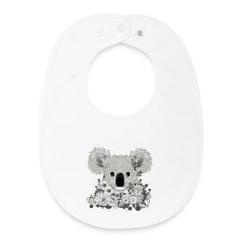 decorated koala bear with flowers and eucalyptus - Baby Organic Bib - white - Front