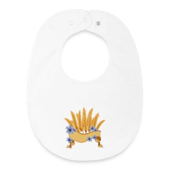 Wheat ears and cornflower blossoms with banners - Baby Organic Bib - white - Front