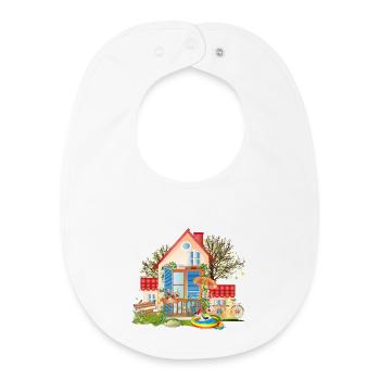 Traumhaus zum verlieben - Villa mit großem Garten - Baby Organic Lätzchen - Weiß - Vorne
