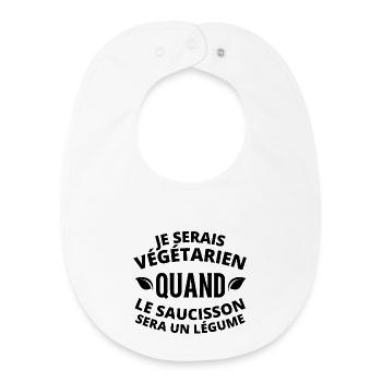 végétarien, végane, végan - Bavoir bébé bio - blanc - Devant