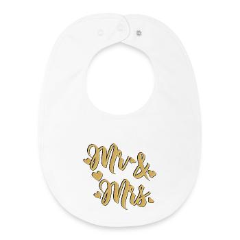Mr And Mrs relief black gold to customize - Baby Organic Bib - white - Front