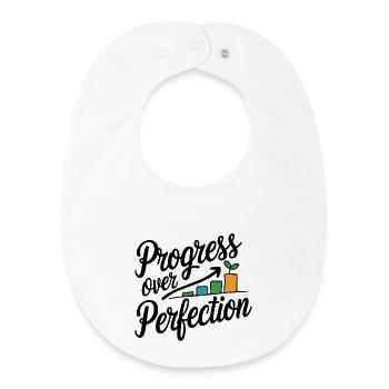 Progress Over Perfection Growth Chart - Baby Organic Bib - white - Front