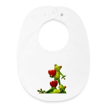 grenouille avec coeur fruits design - Bavoir bébé bio - blanc - Devant