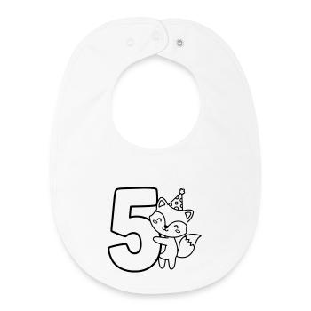Party-Fuchs mit Zahl 5 Cartoon Illustration - Baby Organic Lätzchen - Weiß - Vorne