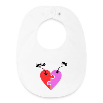 Jesus & me - Heart - Puzzle - Christian - Baby Organic Bib - white - Front