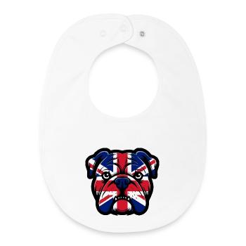 Portrait du bouledogue Union Jack - Bavoir bébé bio - blanc - Devant