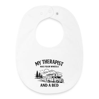 Mon thérapeute a quatre roues | Camper Outdoor - Bavoir bébé bio - blanc - Devant