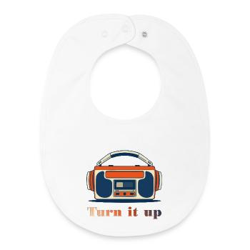 Turn It Up Vintage Radio - Baby Organic Bib - white - Front