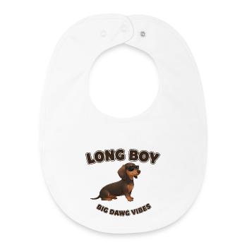 Teckel qui dit long garçon et gros chien - Bavoir bébé bio - blanc - Devant