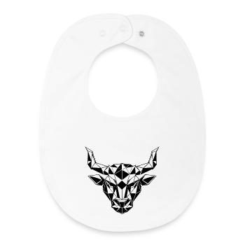 Geometric bull's head black and white, zodiac sign - Baby Organic Bib - white - Front