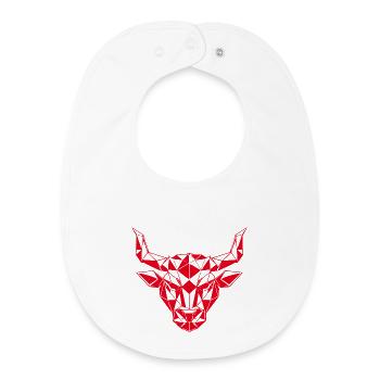 Tête de taureau rouge low-poly - Bavoir bébé bio - blanc - Devant