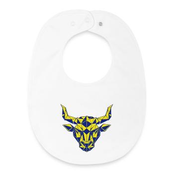 Tête de taureau géométrique Jaune-marine - Bavoir bébé bio - blanc - Devant