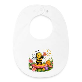 bee honey beekeeper honeycomb flowers meadow insect - Baby Organic Bib - white - Front