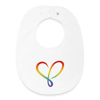 Heart LGBT rainbow love valentines flourishes - Baby Organic Bib - white - Front