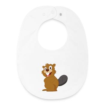 castor - Bavoir bébé bio - blanc - Devant